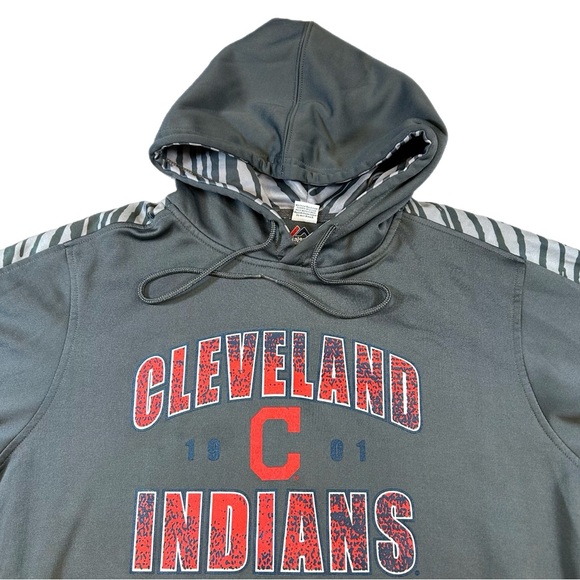 Majestic Other - Cleveland Indians Charcoal Gray Zubaz Hoodie-Majestic-Large